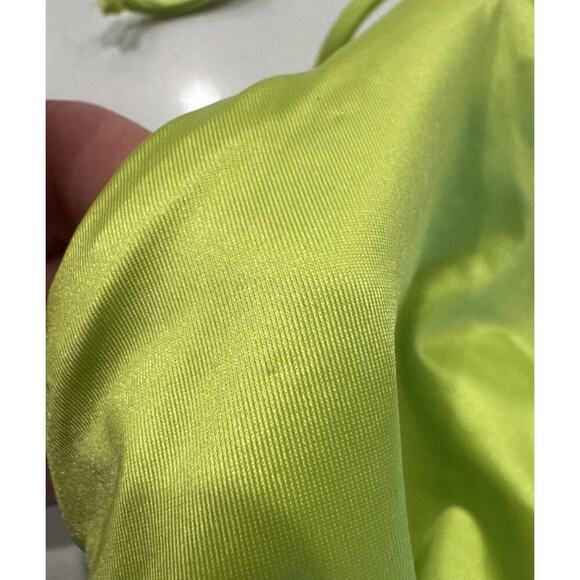 Khy Lime Green Double Strap Ruched Bikini Top Women’s Size Medium Triangle - Picture 7 of 10